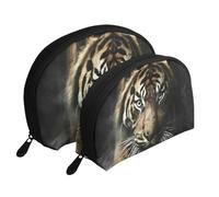 Modello tigre, Borsa per trucco a conchiglia Portamonete da donna Borsa da toilette piccola Borsa per cosmetici 2 pezzi