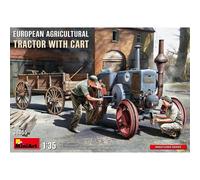 Modello Trattore Agricolo Europeo Miniart 1/35 Con Rimorchio e 2 Figurine