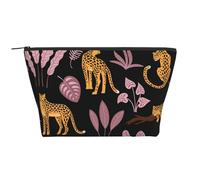 Modello tropicale leopardo, Borsa da toilette Borsa per trucco Borsa per cosmetici Borsa da toilette da viaggio portatile
