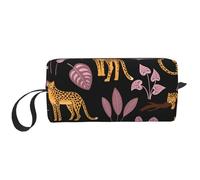 Modello tropicale leopardo, Borsa per il trucco Borsa per cosmetici Borsa da toilette da viaggio portatile Borsa per trucco Organizer