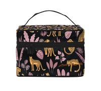 Modello tropicale leopardo, Borsa per il trucco Borsa per cosmetici Borsa da toilette da viaggio portatile Astuccio per matite Astuccio da toilette