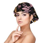 Modello tropicale leopardo,Cuffia da notte in raso per adulti - Cuffia da notte elastica per donna, copricapelli per la notte