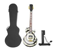 Modelo de guitarra en miniatura Simulación Innovador Círculo blanco y negro Guitarra eléctrica en miniatura de madera para colección Presente Decoración de guitarra de 9,8