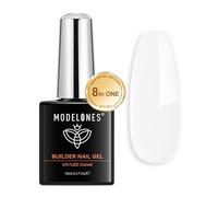 Modelones Builder Gel, Milky White Gel Builder for Nails, 8-in-one Builder Nail Gel Strengthener LED Hard Gel Color Base Gel Builder Gel in una bottiglia 15ML Regalo per le donne