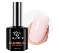 Modelones Gel strutturante per unghie in 8 in One Builder Barely rosa, UV per allungamento e modellazione, base nail art fai da te, 15 ml