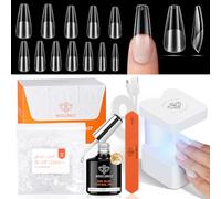 MODELONES Set di 216 punte per unghie, colla per unghie e mini lampada UV, 12 misure per extension per unghie, regali fai da te