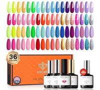 modelones Set di 40 smalti UV, 36 colori, rosa neon, rosso glitterato, rosa, verde, blu, giallo, smalto gel per nail art, design base e opaco e glitter