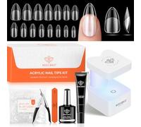 modelones Set di punte per unghie e colla, 510 pezzi, per unghie in gel e lampada UV piccola, 15 misure per allungare le unghie fai da te