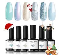 Modelones Smalto Semipermanente Unghie, 6 Colori Kit Semipermanente Unghie, Smalto per Unghie Gel, Soak Off Design Gel Unghie Colorati con Confezione Regalo Kit Unghie (Serie Blu Acqua)