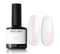 Modelones UV Smalto Gel Bianco Rosa 15 ml - Effetto Perlato Luccicante Sirena UV Glitter con Effetto Vortice per Unghie Nail Art Fai da te