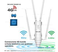 Modem Router 4G LTE PER ESTERNO MESH per scheda SIM, Wi-Fi Dual-Band AC1200