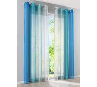 Modena 10000183 - Confezione da 2 tende verticali con stampa sfumata di colore trasparente, con occhielli e fermatenda, 145 x 140 cm (altezza x larghezza), colore: blu