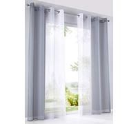 Modena 10000183 - Confezione da 2 tende verticali con stampa sfumata di colore trasparente, con occhielli e fermatenda, 145 x 140 cm (altezza x larghezza), colore: grigio