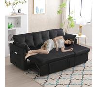 MODENVIE Divano imbottito a forma di L con spazio di archiviazione, divano letto dal design moderno, nero