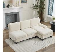 MODENVIE Divano imbottito dal design moderno, divano ad angolo a tre posti, divano letto a forma di L, per soggiorno e camera da letto, beige