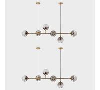 Moder Kitche Islad Pedat Light 130cm E27 Miimalist Chadelier Regolabile Sfera di Vetro Hagig Lampada 6-Light Pedat Lightig per Diig Room Livig Room Kitche Ufficio, Amber, 2 Pack