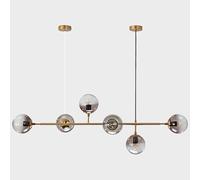 Moder Kitche Islad Pedat Light 130cm E27 Miimalist Chadelier Regolabile Sfera di Vetro Hagig Lampada 6-Light Pedat Lightig per Diig Room Livig Room Kitche Ufficio, Amber, 1 Pack