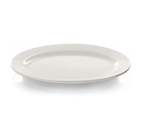 Modermo Piatto Ovale in Porcellana, Diametro 35 cm, linea Prima, Elegante Piatto da Portata con Bordo Rialzato, Porcellana di Alta Qualità con l'aggiunta Allumina, Lavabile in Lavastoviglie