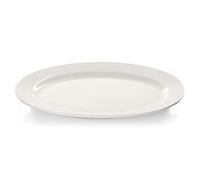 Modermo Piatto Ovale in Porcellana, Diametro 40 cm, linea Prima, Elegante Piatto da Portata con Bordo Rialzato, Porcellana di Alta Qualità con l'aggiunta Allumina, Lavabile in Lavastoviglie