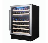 Modern 24IN 46 Bottle Wine Cooler Cabinet Beverage Fridge Small Wine Cellar Soda Beer Counter Top Bar Quiet Operation Compressor Freestanding Clear Glass Door for Office