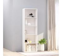 Modern 5 Shelf Bookcase White 60x30x189 cm Engineered Wood Storage Shelf for Living Room Bedroom, Minimalist Tall Bookshelf with 5 Open Shelves for Books Decor Photos, Easy Assembly Durable Furniture