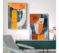 Modern Abstract Contemporary Wall Art Faces Geometric Canvas Painting Pictures Poster e stampe Decorazione soggiorno 30x50cm (12x20in) x2 Con cornice