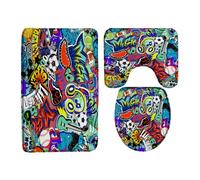 Modern Abstract Hiphop Youth Music Musical Spray Art 3 Pezzi Tappeto Bagno Lavabile Tappetino Da Bagno Resistente Tappeto Con Profilo A U Per Doccia Toeletta La Casa