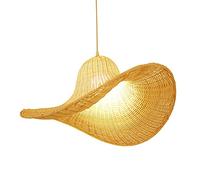 Modern Bamboo Lantern Chandelier Straw Hat Shape Creativity Ceiling Lamp Living Room Bedroom Dining Room Ceiling Hanging Light Single Head E27 Lighting Fixture (40 * 22cm)