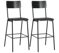 Modern Bar Stools Set of 2, Black Solid Plywood Steel Frame, Counter Height Stackable Chairs for Kitchen Dining Room