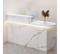 Modern Beauty Salon Reception Desk with LED Light Strips - Chic Front Office Counter for Salons & Small Business Elegante Design Durable Space Saving