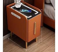 Modern Black Night Stand with Wireless Charging Station & LED Lights 2 Drawer Side Table for Bedroom & Living Room Stylish End Table with USB Pors (Color: D)