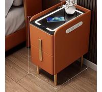 Modern Black Night Stand with Wireless Charging Station & LED Lights 2 Drawer Side Table for Bedroom & Living Room Modern End Table with USB Pors Stylish Furniture (Color: D)