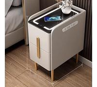 Modern Black Night Stand with Wireless Charging Station LED Lights & 2 Drawers Stylish End Table for Bedroom & Living Room (Color: A: A)