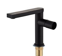 Modern Black Polished Bathroom Sink Faucet Deck Mount Single Hole Single Handle Basin Mixer Tap For Hot & Cold Water(Black Short)