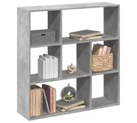 Modern Bookcase Room Divider 102x29x103.5 cm in Cement Gray - 7-Cube Storage Shelf with Geometric Design, Durable Particleboard for Living Room, Bedroom, Office Easy Assembly & Space Saving Organizer