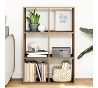 Modern Bookcase Room Divider 69.5x29x103.5 cm in Particle Board, 6-Cube Storage Shelf for Living Room & Bedroom, Rustic Oak Finish, Space-Saving Organizer with Wall Mounting Hardware Included