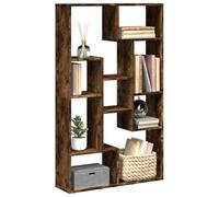 Modern Bookshelf Rovere Fumo 72x20x120 cm - Geometric Design Storage Shelf with 9 Compartments, 100kg Capacity Versatile for Living Room, Bedroom, Office - Durable Particle Board, Easy Assembly