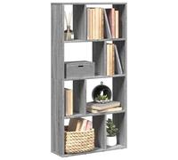 Modern Bookshelf Sonoma Gray 60x20x120 cm in Particle Board - Geometric Design Storage Shelf for Living Room Bedroom Durable Multi-Purpose Organizer with 8 Compartments Easy Assembly & Maintenance