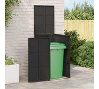 Modern Box - Contenitore per bidoni della spazzatura, 65 x 80 x 115 cm, in polietilene resistente ai raggi UV, con intreccio in rattan e telaio in acciaio verniciato a polvere, per esterni