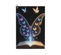 Modern Butterfly and Book Print No.372 - Asciugamani da golf per uomo e donna, 61 x 40 cm, alla moda, assorbente, ad asciugatura rapida, accessori per la pulizia della palla e borsa da club, con