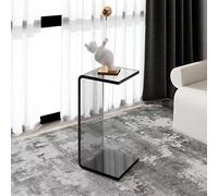 Modern C Shaped Acrylic Coffee Table Transparent Side Table for Living Room Scandinavian Design Stylish Glass Look Versatile Divano & Telephone Table.
