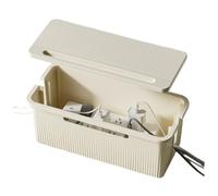 Modern Cable Organizer,Plastic Cord Hider Box with Wooden lid, Desk Wire Management for TV/Computer/Router/Games Console Cable Storage(23,5 x 11,5 x 12 cm, A)