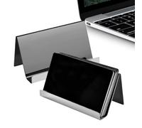 Modern Card Display - Business Card Stand for Office | Stainless Steel with Sleek Finish, Desktop Holder for Workplace, Home, Studio, School, Professional Organizer, Compact Size, Lightweight Design