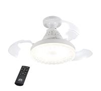 Modern Ceiling Fan with Light, Remote Control Retractable Canopy Airflow, 15.75 Inches Multifunctional & Convenient, Noiseless Blower for Household Use, Living Room, Workplace, Dorm, Home, and Vehicle