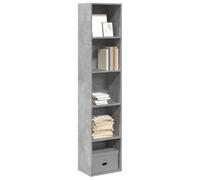 Modern Cement Gray Bookshelf 40x30x189 cm - Multilayer Plywood Storage Shelf with Spacious Compartments for Living Room Bedroom Durable Particle Board Furniture Easy to Clean & Assemble