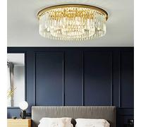 Modern Chandelier Crystal Light Fixture LED Hanging Flush Mount Ceiling Lamp Simple Home Decor Lighting