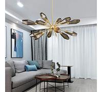Modern Chandelier in The Living Nordic Decor Style Room Smoky Gray Glass Branch led Lamp (Emitting Color : Cool Light (6000K) Size : Diameter 80cm) (Warm Light (3000k) Diameter 100cm)