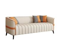 Modern Channel Tufted Cushion Couch, Luxury Waterproof Faux Leather Accent Sofa, Wide Curved Armrest Comfort for Small Home(C,148cm)