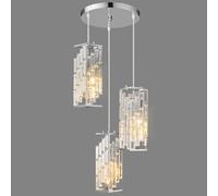 Modern Chrome Pendant Lights Mini Crystal Hanging Light Fixture,Adjustable Chandelier for Kitchen Island Dinning Room Bedroom (3-Light)