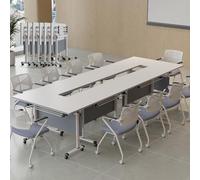 Modern Conference Room Tables, Folding Flip Top Conference Table, White Mobile Training Desk, Seminar Boardroom Desk, Meeting Room,Classroom 6pcs 120cm